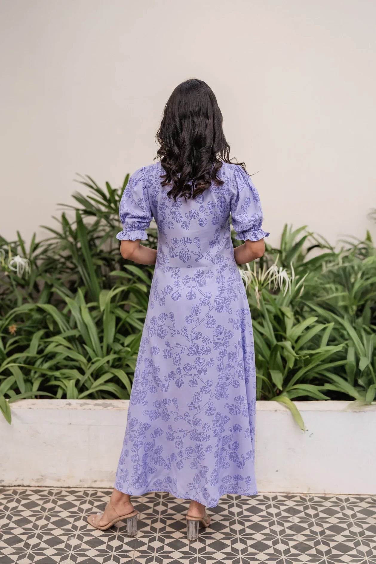Soft Lilac Viscose Printed Dress