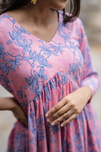 Frolic Pinks Viscose Printed Dress
