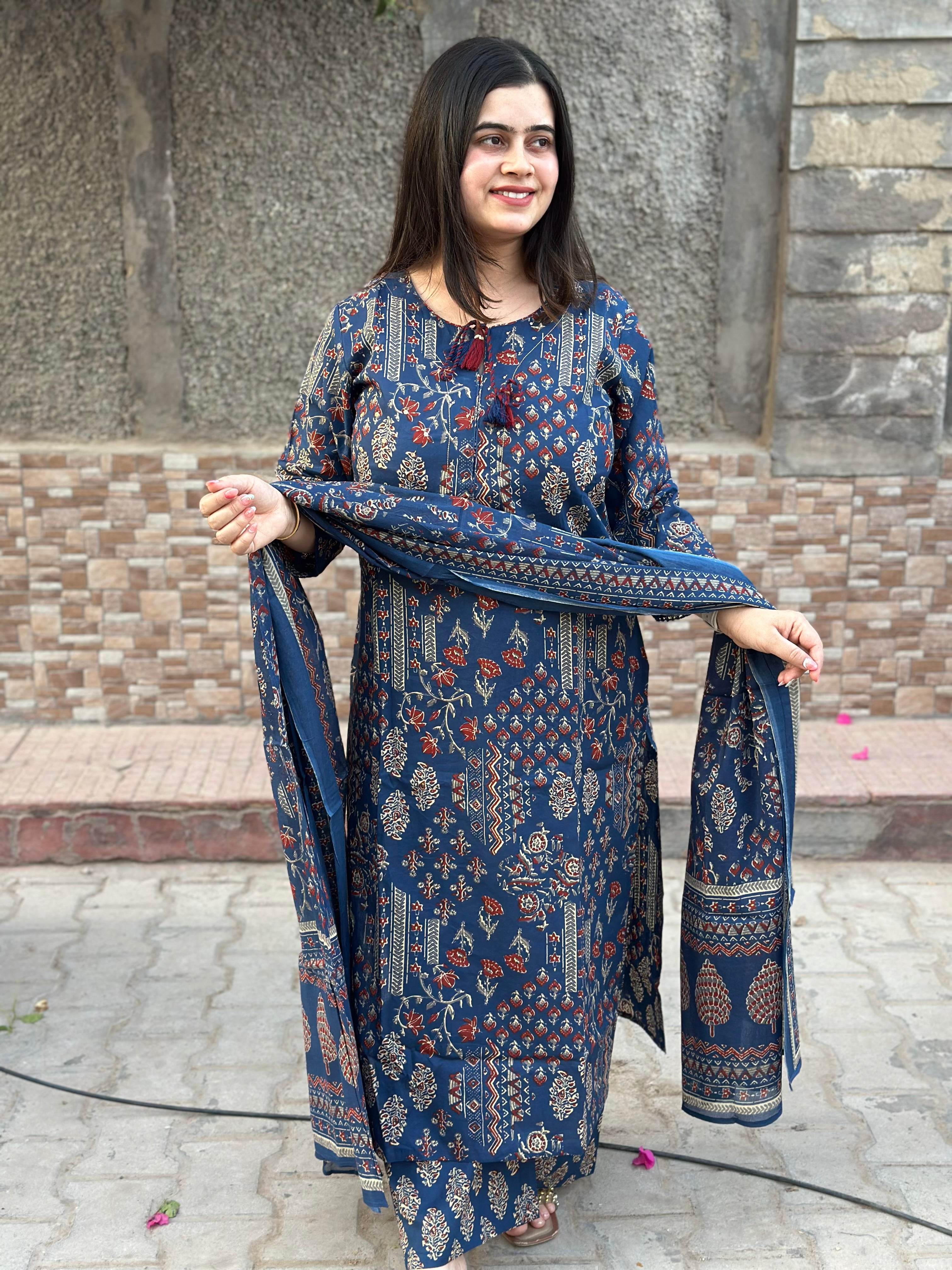 Premium Cotton kurta Set with pants and dupatta