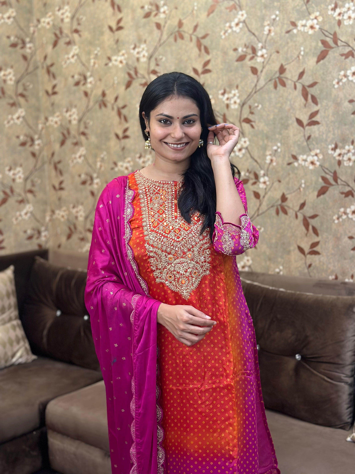 Soft Chinon Silk Suit For Women