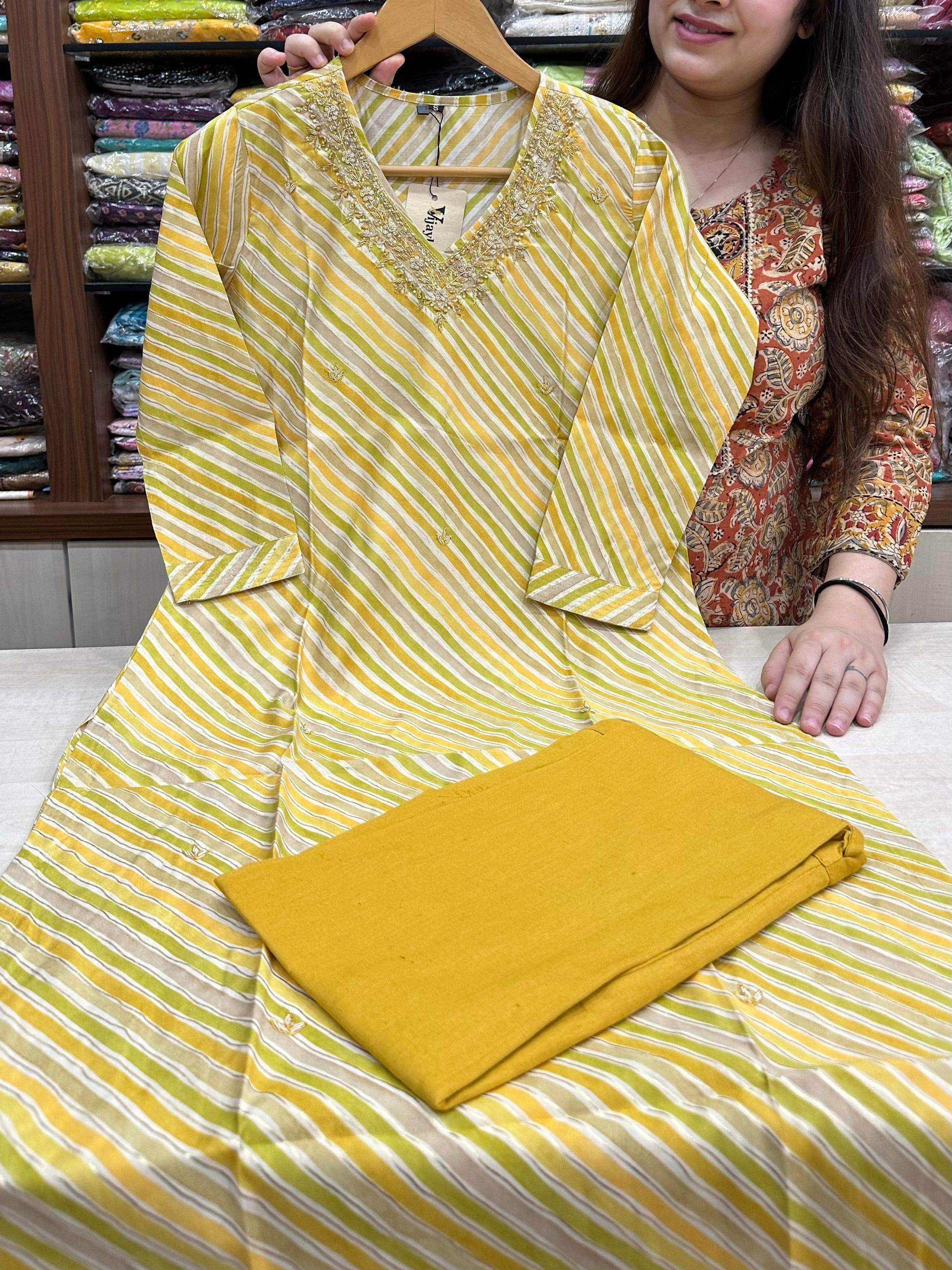 Muslin Silk lehariya Suit Set