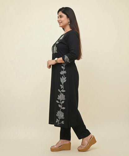 Amyra Cotton Flex kurta set with pants Black