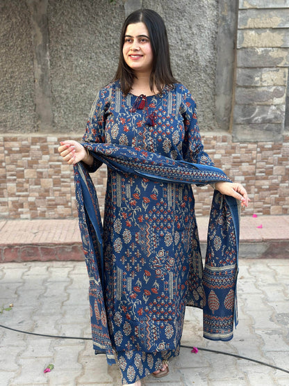 Premium Cotton kurta Set with pants and dupatta