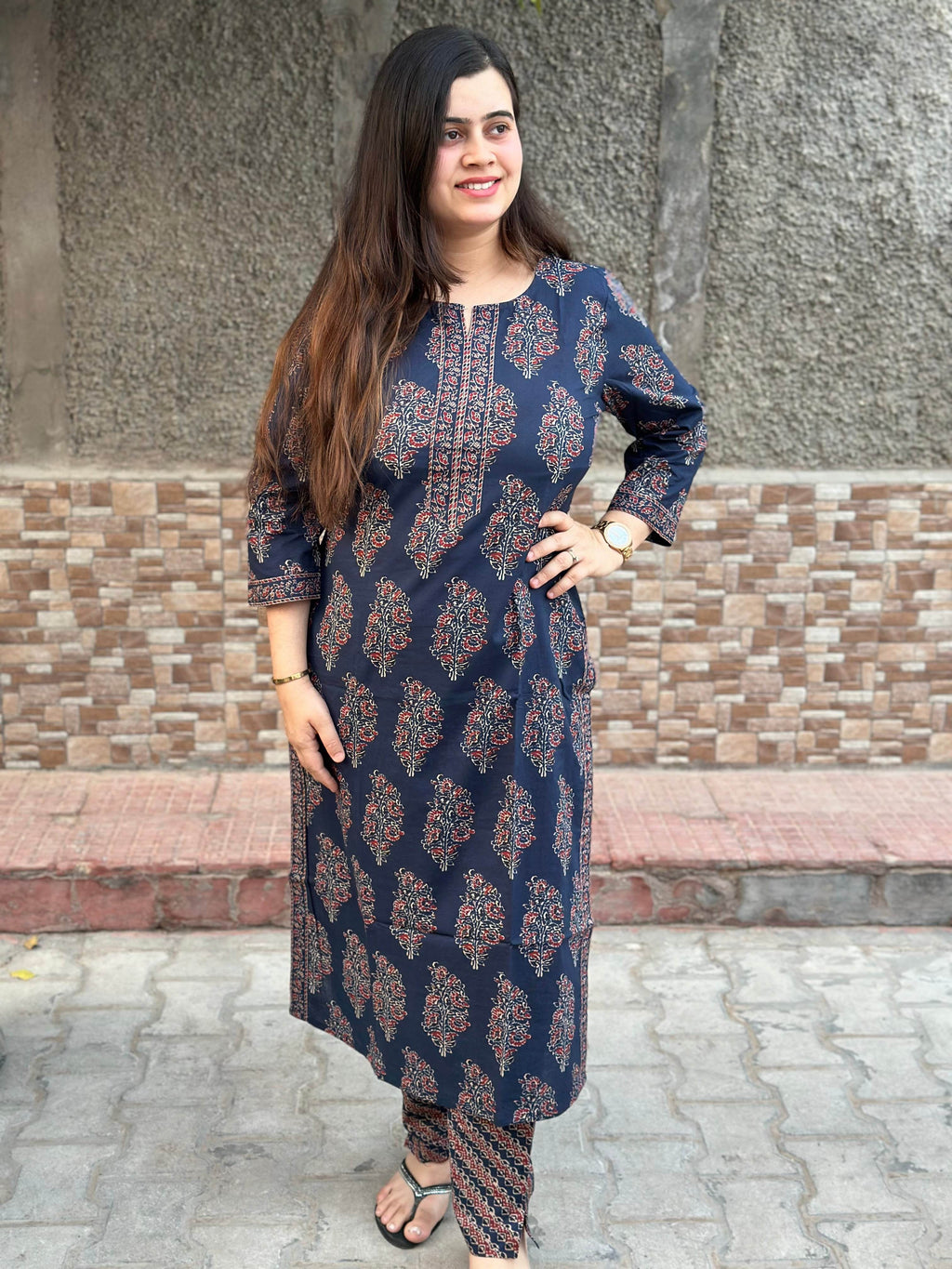 Ajrakh print kurta set with pants