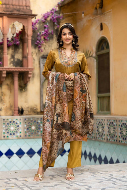Soft Gajji Silk Suit For Women Peacock