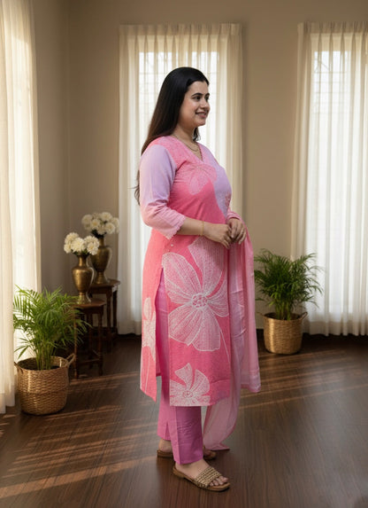 Cotton Chiffli kurta Set with dupatta