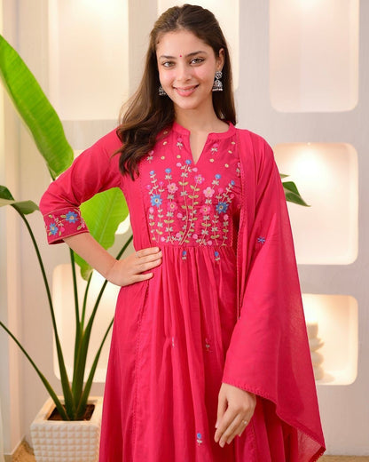 Amayra Cotton Threadwork Pant Dupatta Set – Thread & Lacework