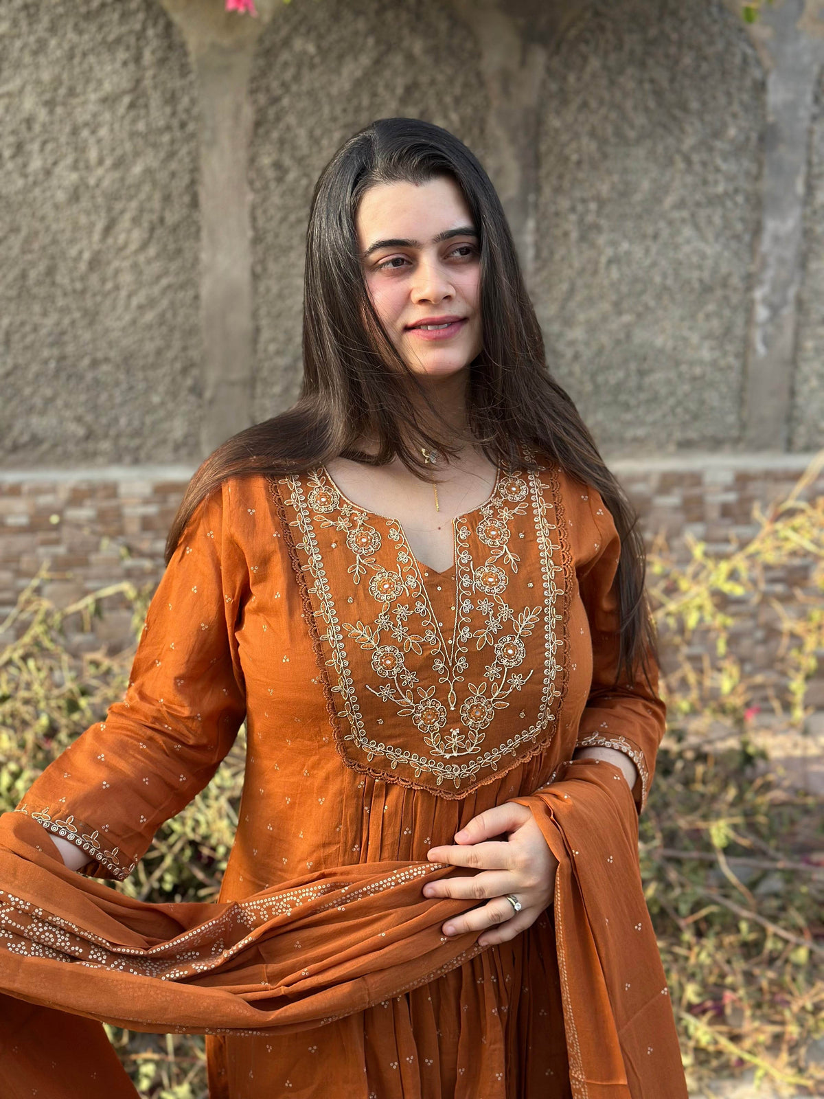 Mul cotton Chanderi kurta set for women with dupatta