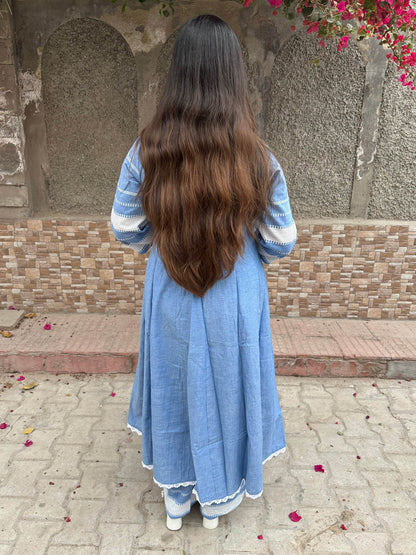 Denim Cotton Anarkali Suit For Women