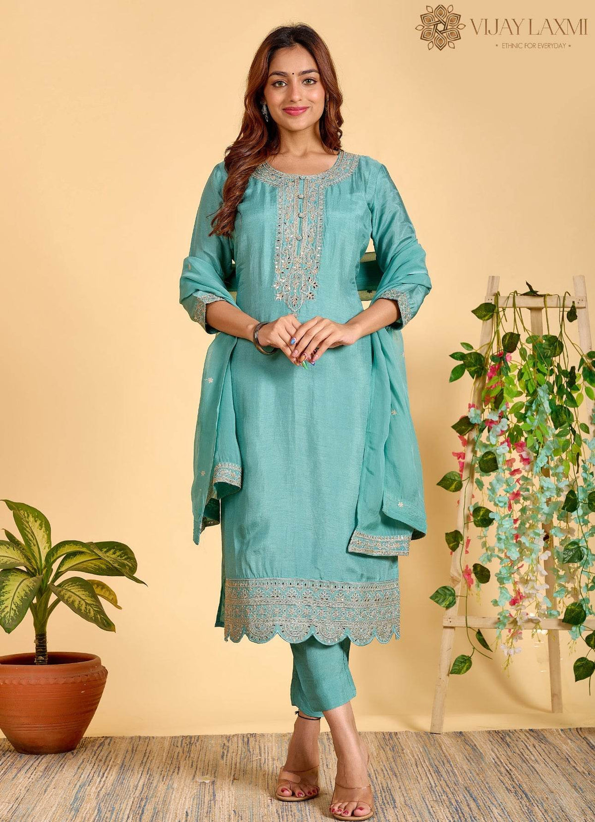 Modal Shimmer Silk Suit