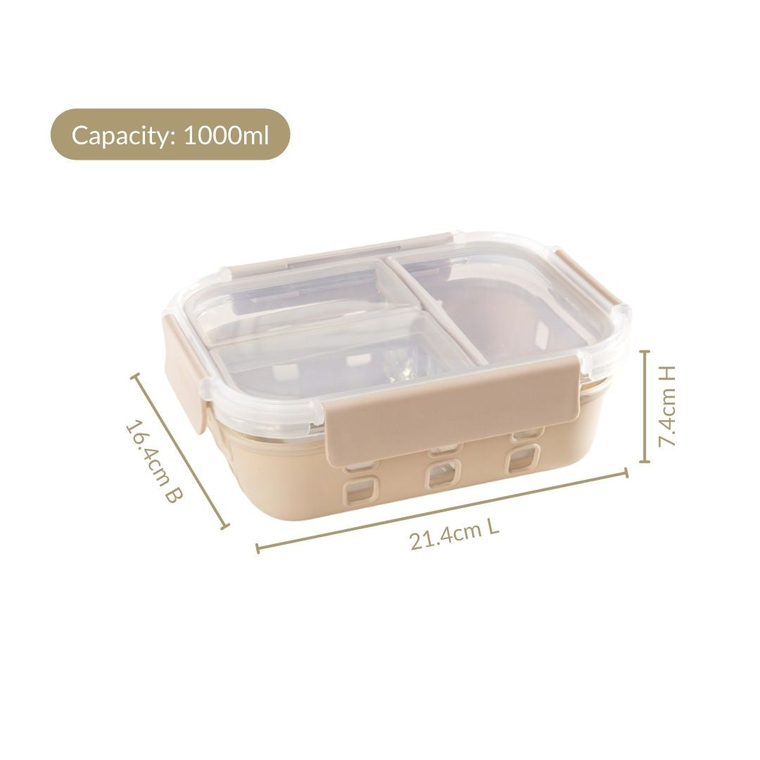 Gripso Triple Compartment Lunch Box 1000ml Beige
