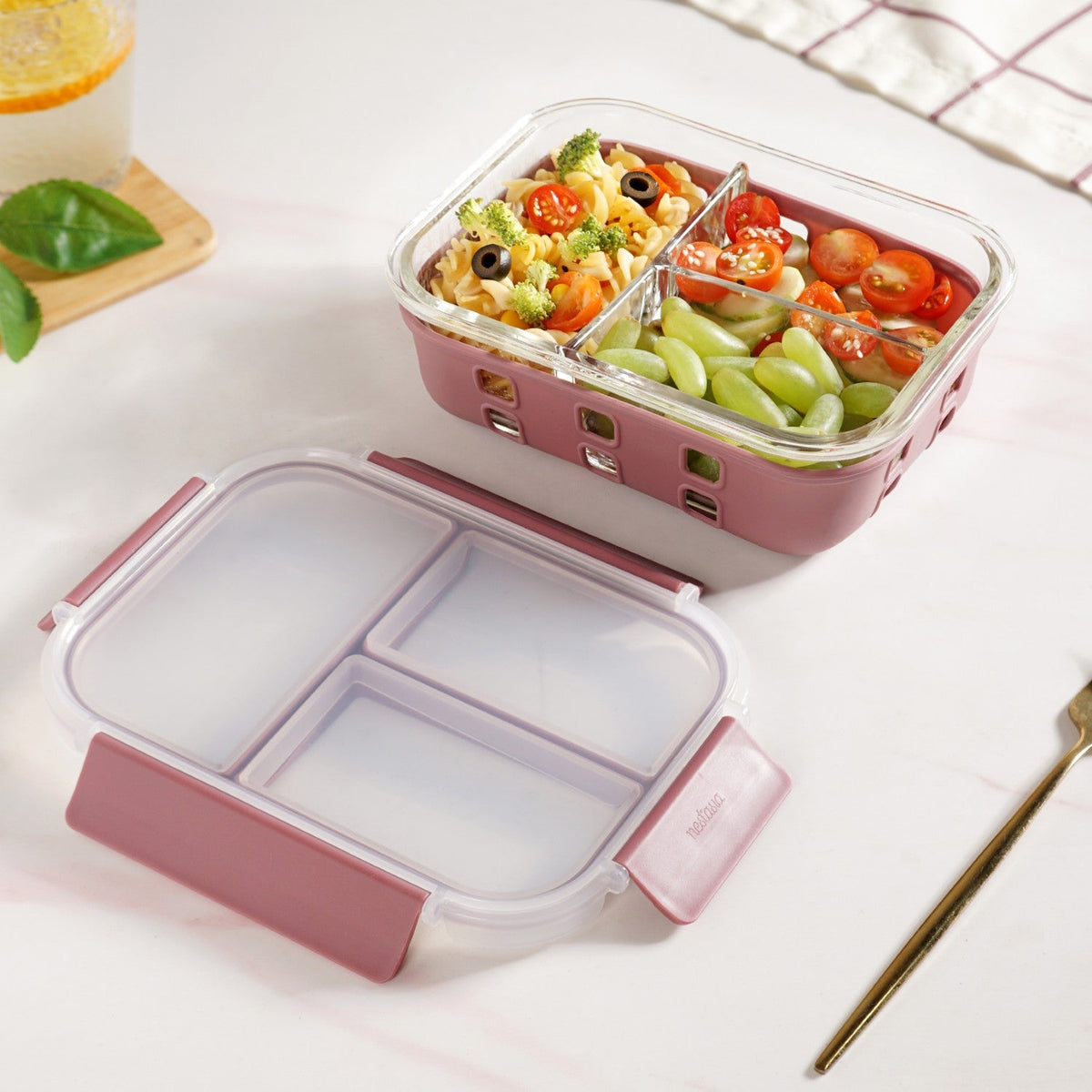 Gripso Triple Compartment Lunch Box 1000ml Mauve