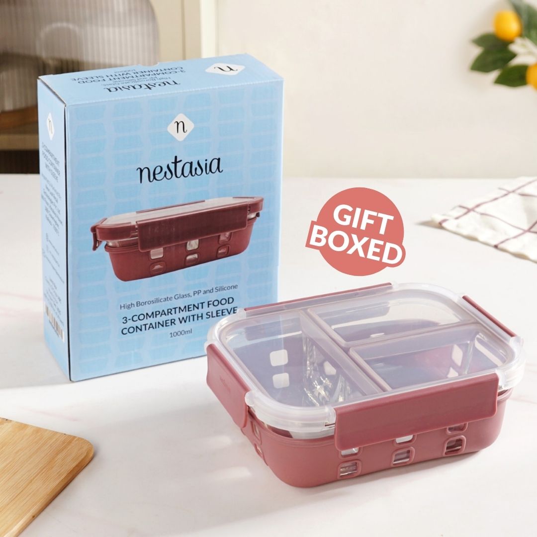 Gripso Triple Compartment Lunch Box 1000ml Mauve