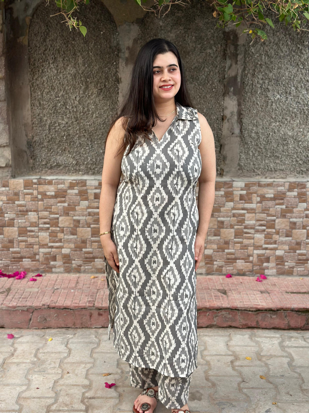 Ikkat cotton breathable kurta pant set