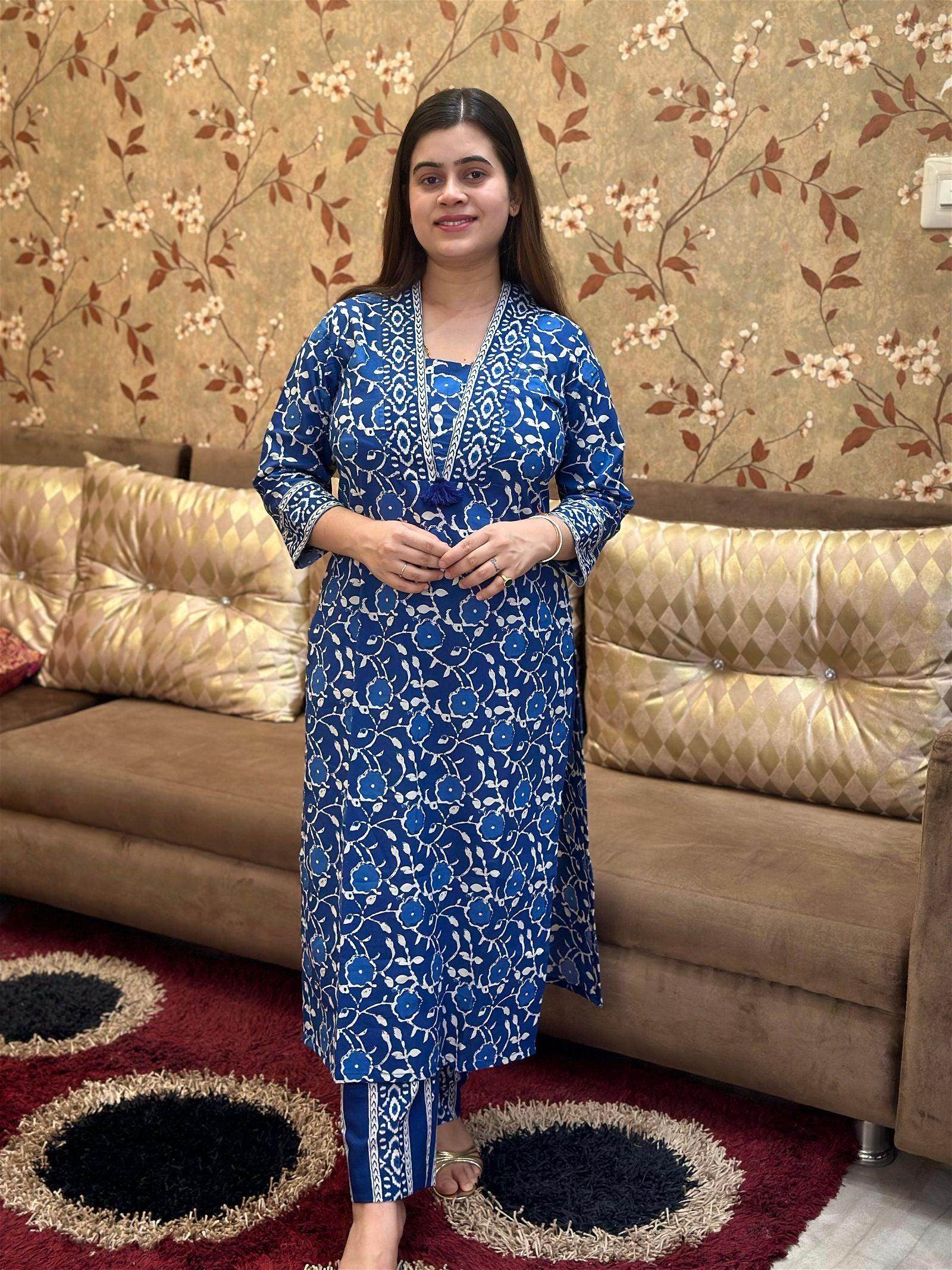 Indigo Cotton Suit For Women
