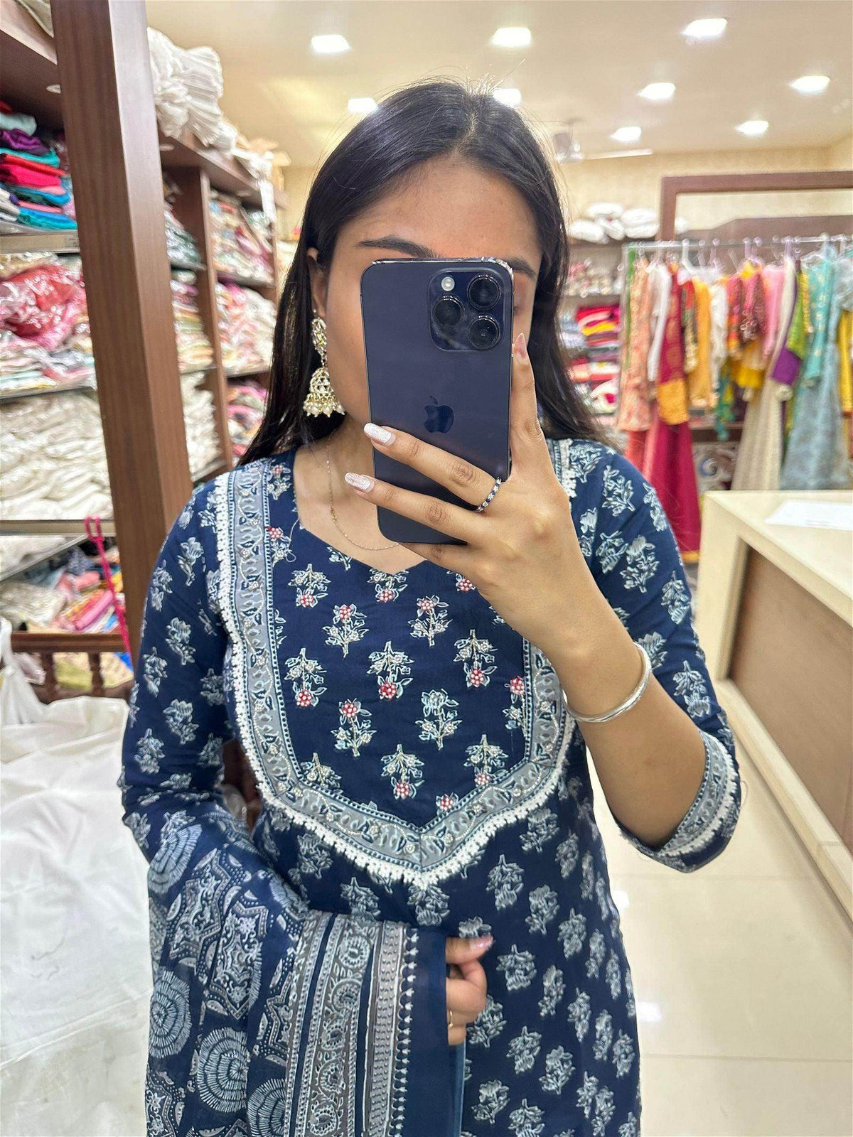 Indigo Print Cotton Suit