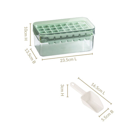 One Press Double Layer Ice Cube Tray With Bin And Scoop 2200ml