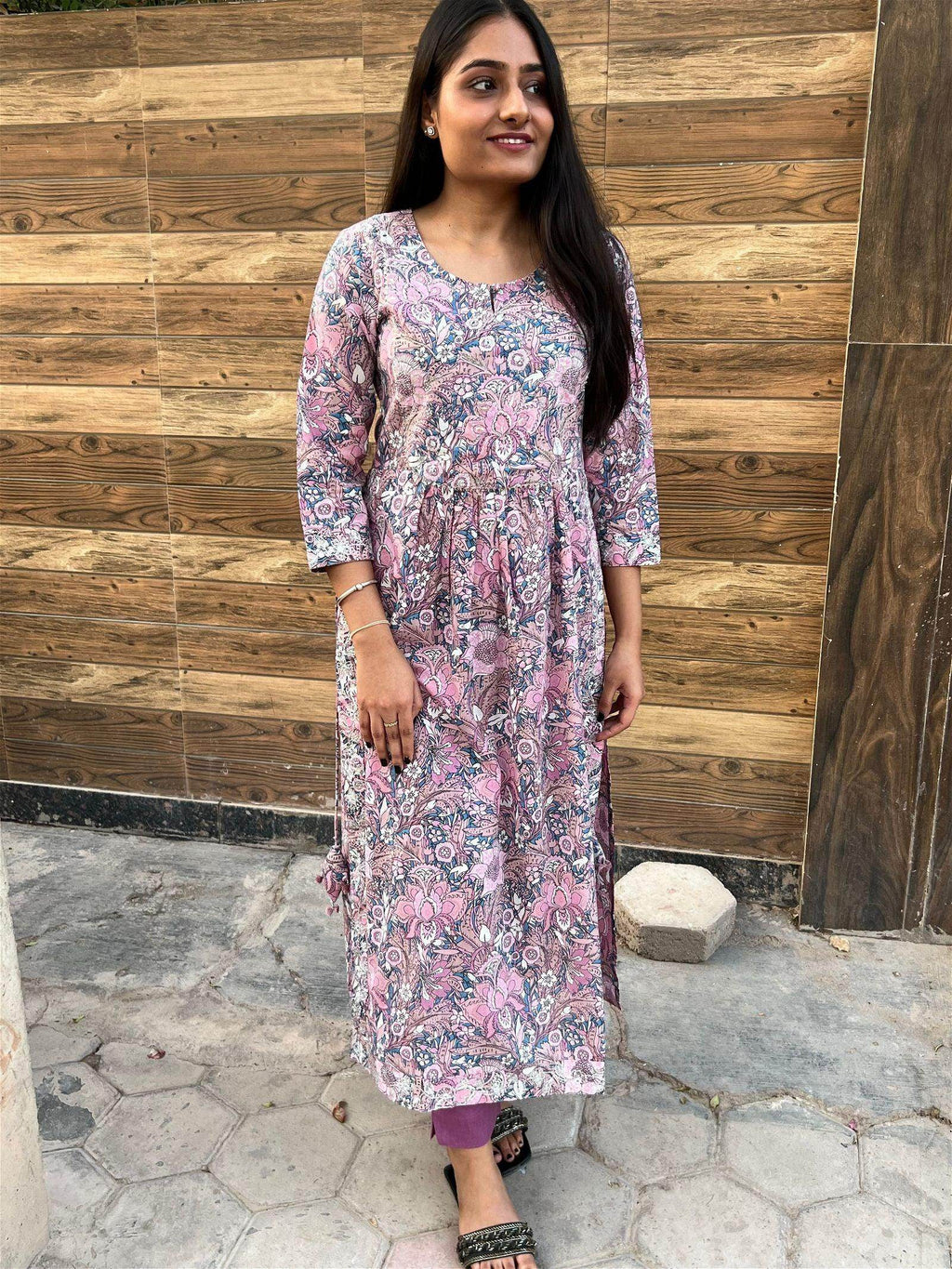 Pink Cotton Kurta Pant Set