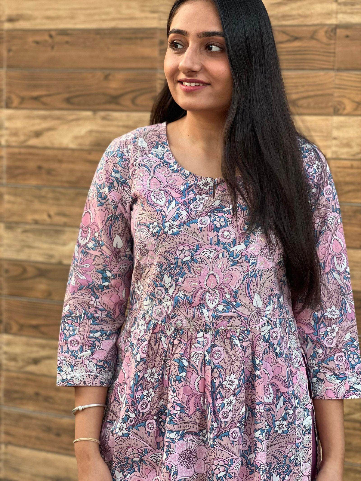 Pink Cotton Kurta Pant Set