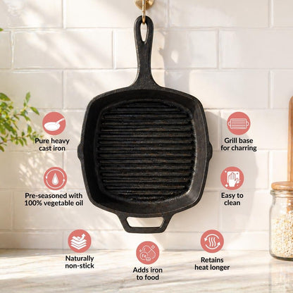 Pre Seasoned Cast Iron Square Griddle