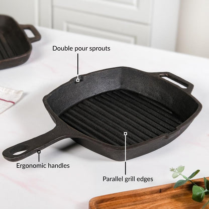 Pre Seasoned Cast Iron Square Griddle