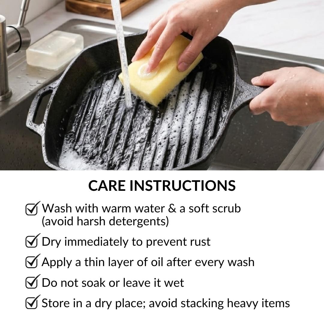 Pre Seasoned Cast Iron Square Griddle