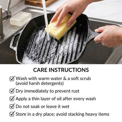Pre Seasoned Cast Iron Square Griddle