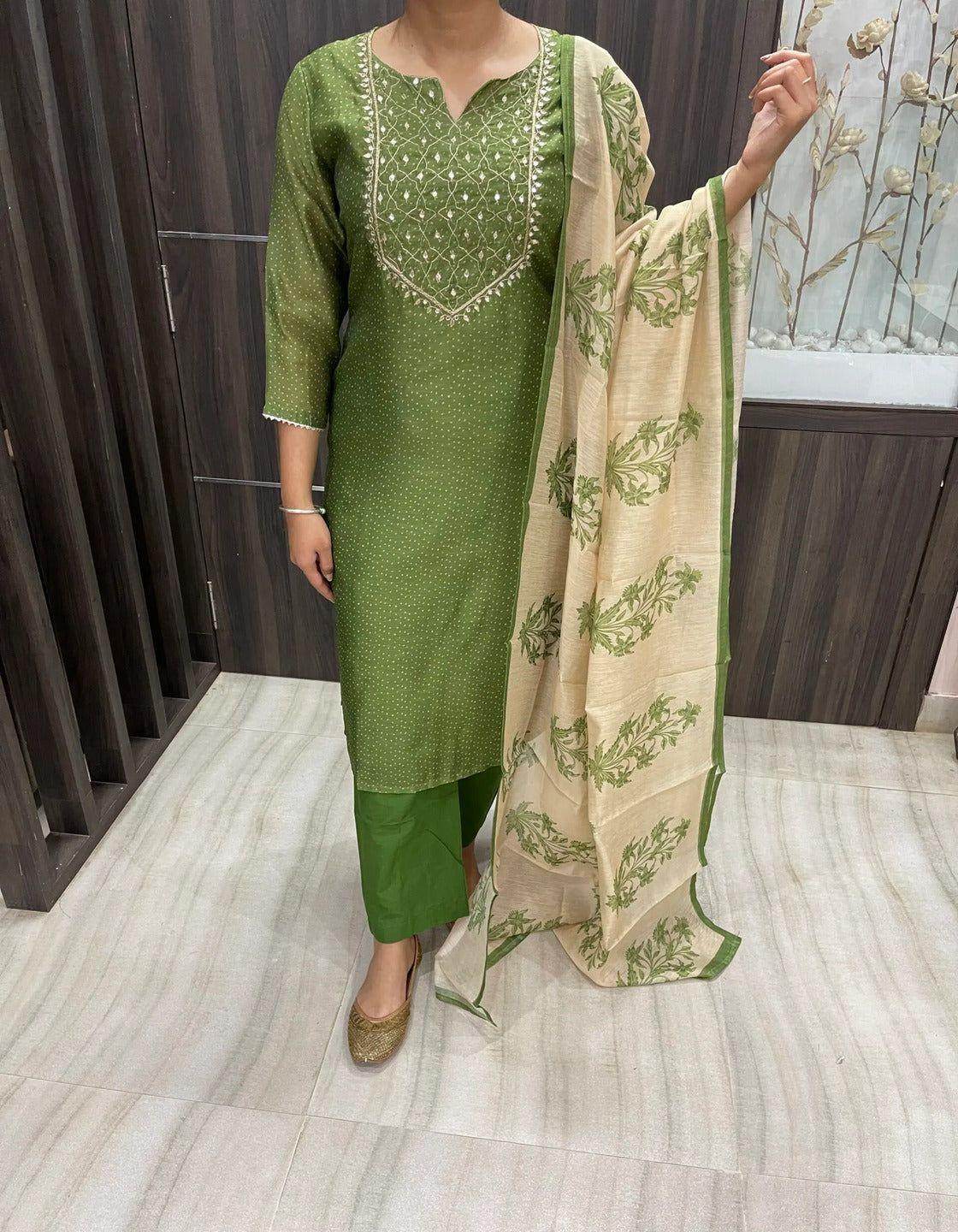 Pure chanderi suit set