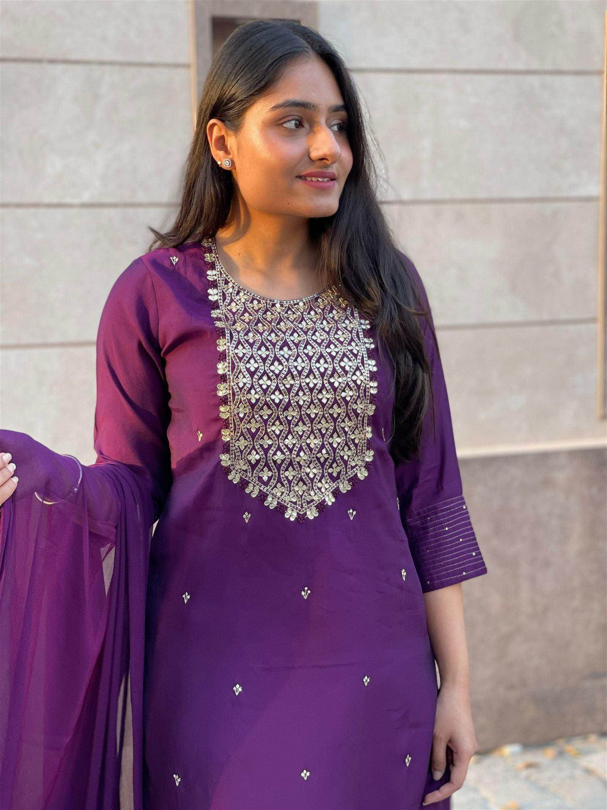 Purple modal silk suit