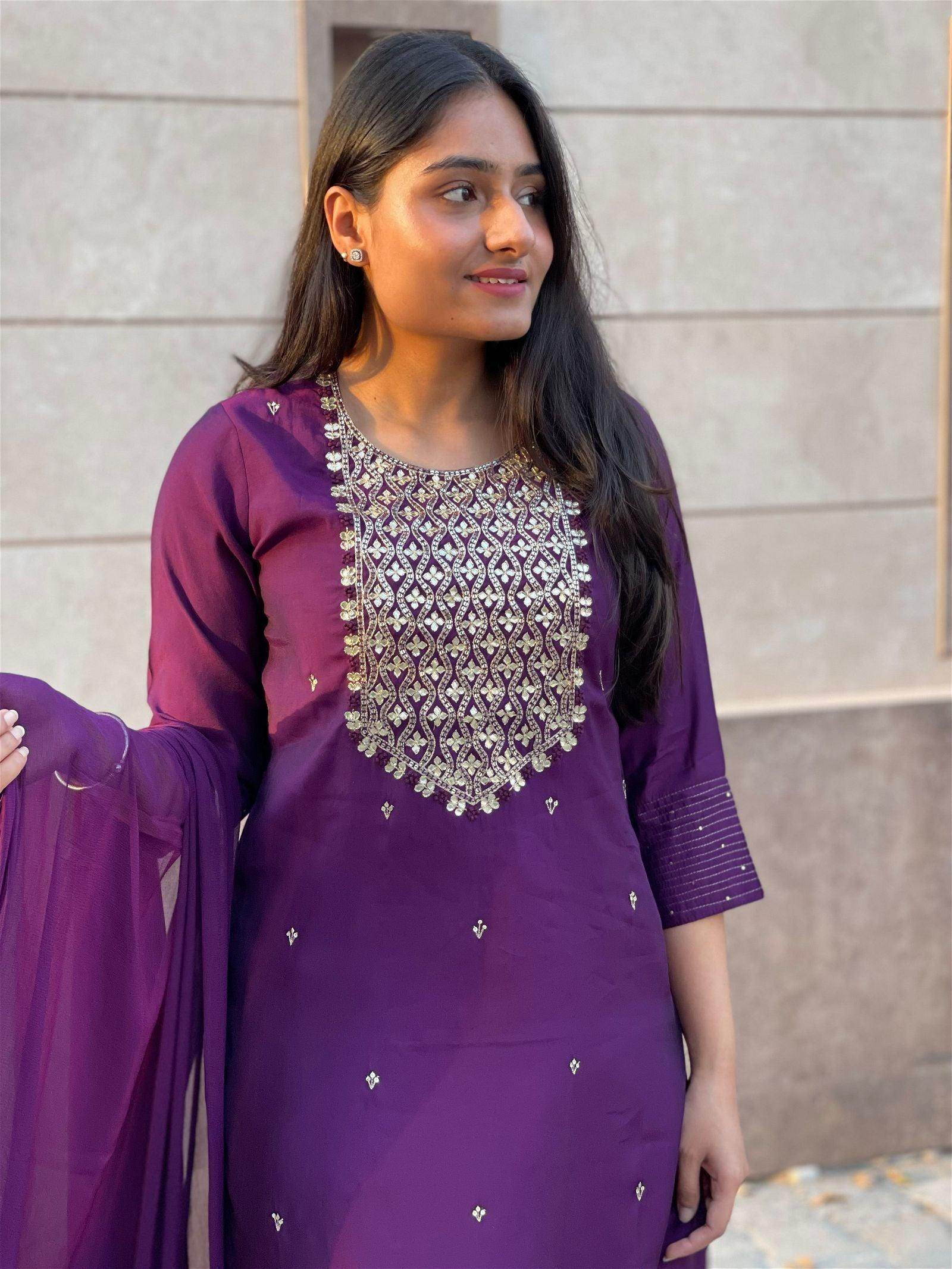 Purple modal silk suit