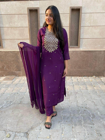 Purple modal silk suit