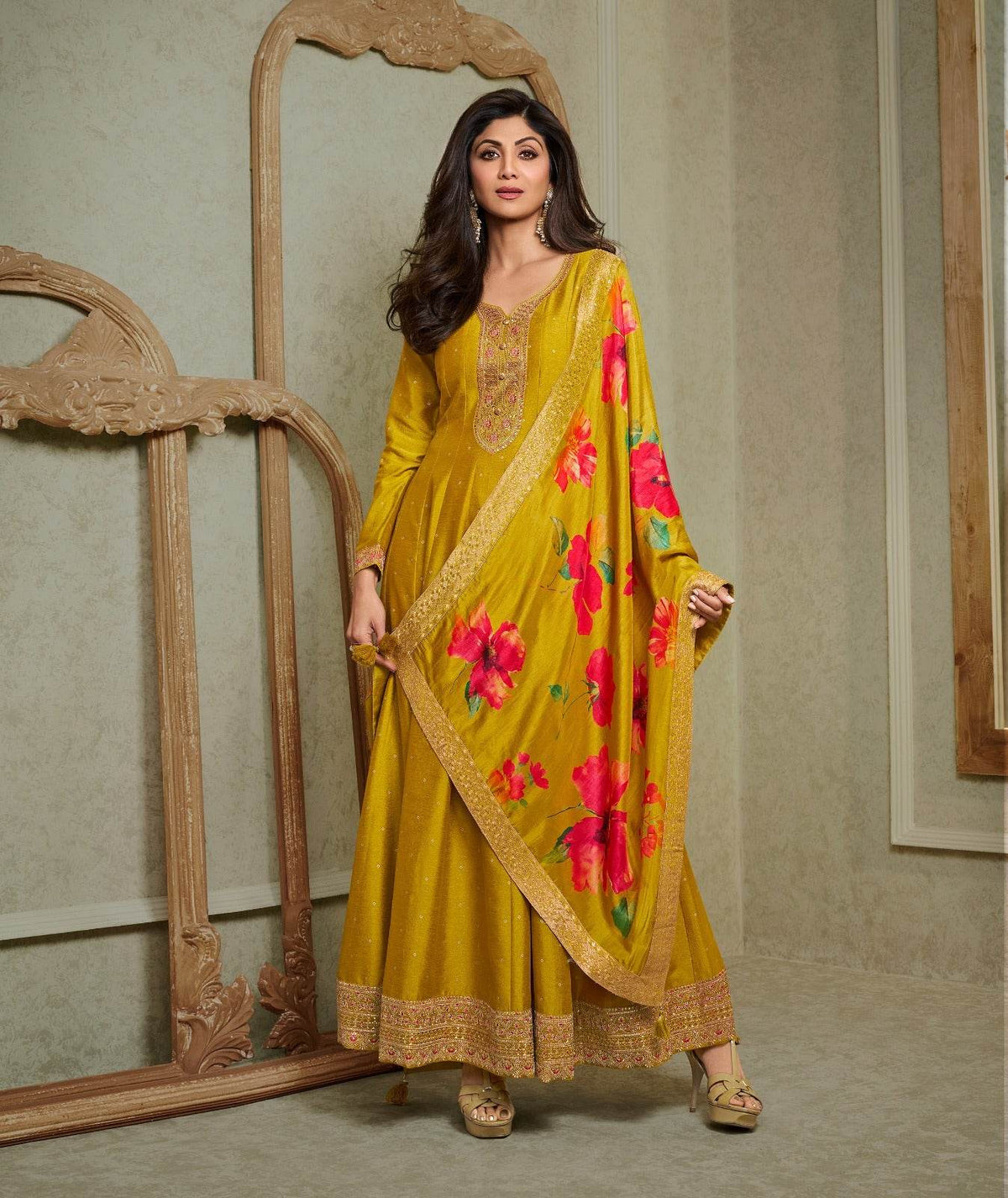 Dola Silk Party wear Frock Suit