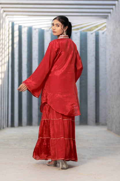 Red Gharara Dress