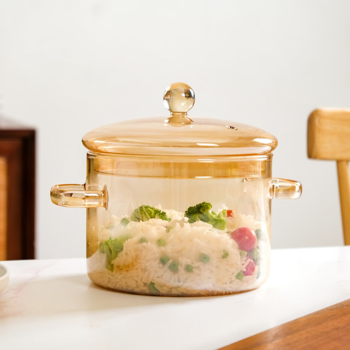 Amber Borosilicate Glass Cooking Pot 2250ml