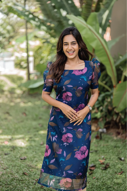 Blueming Blue Organza Kurta