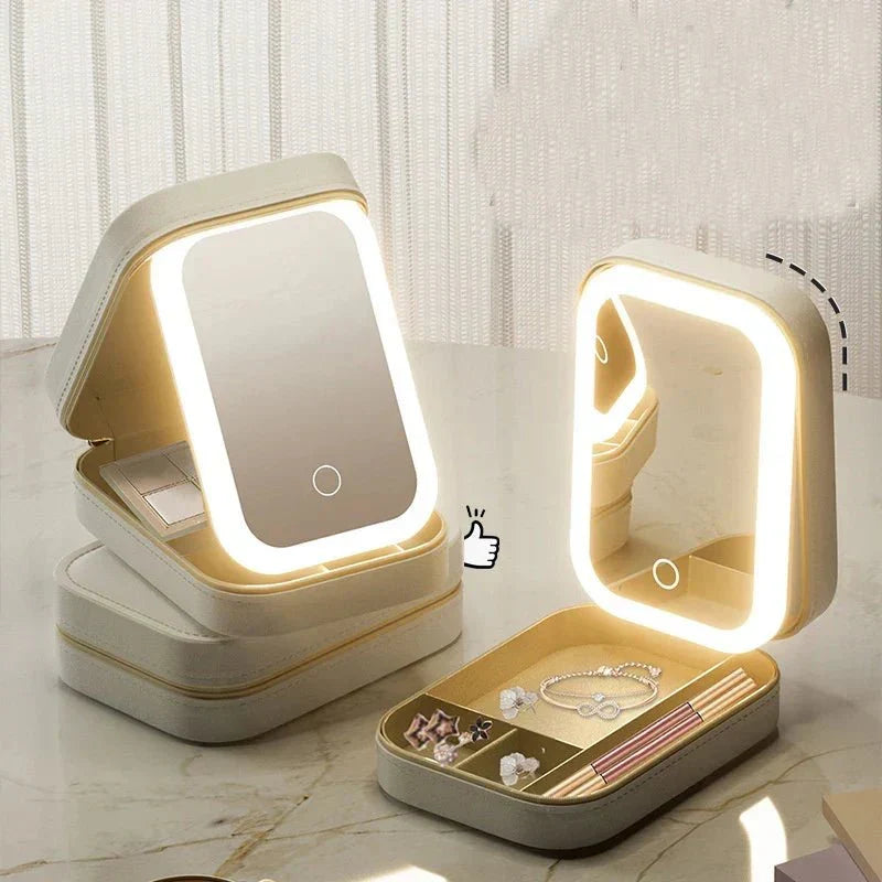 Compact Makeup Vanity With LED Mirror