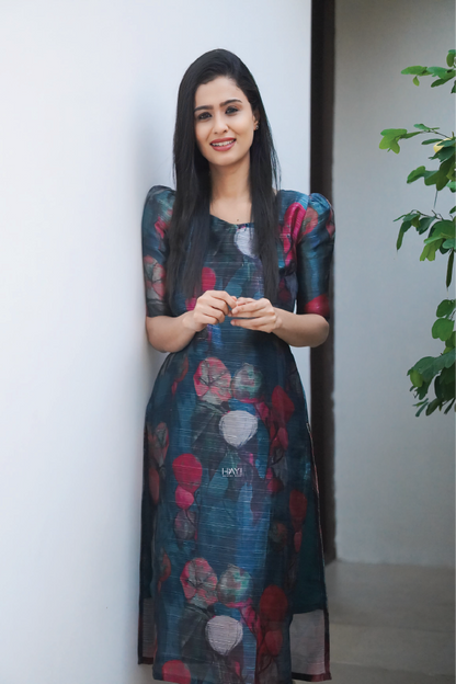 Green Bloom Bounge Silk Slub Kurta