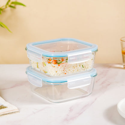 Glass Storage Container Box Set Of 2 1200ml
