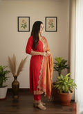 Soft Dola Silk Suit For Women Red