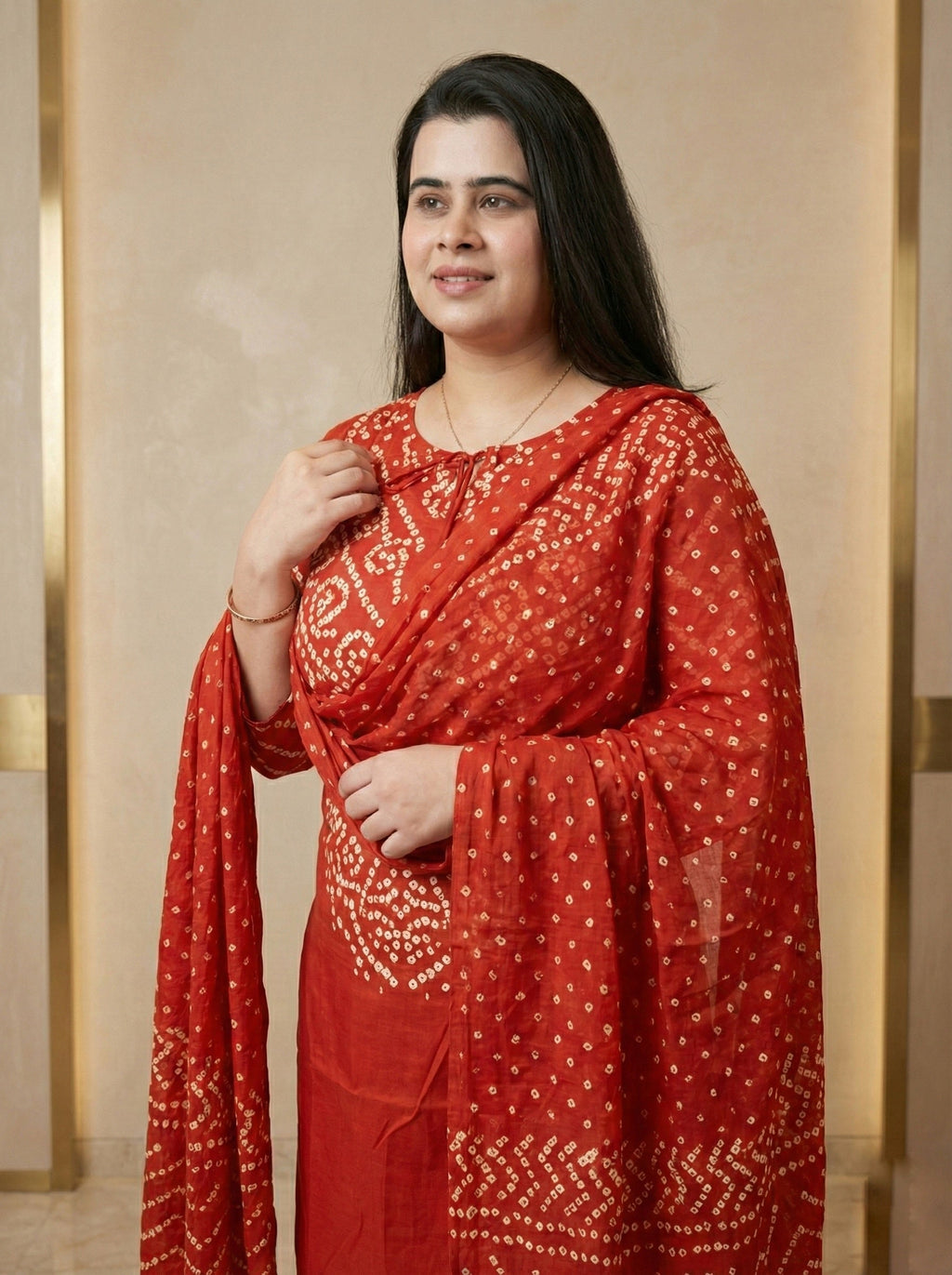 Amayra Cotton Kurta Embroidery Work Kurti Pant And Dupatta -Orange