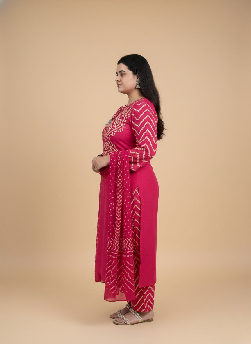 Amayra Cotton Kurta Embroidery Work Kurti Pant And Dupatta