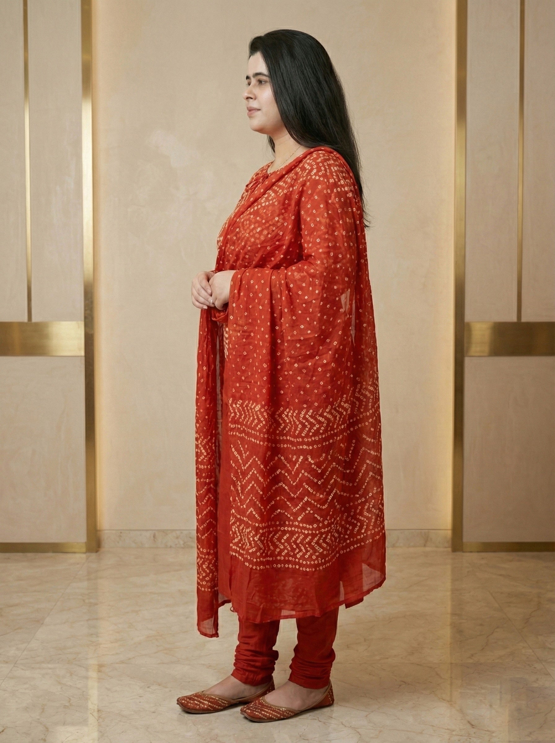 Amayra Cotton Kurta Embroidery Work Kurti Pant And Dupatta -Orange