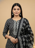 Black Print Cotton Suit