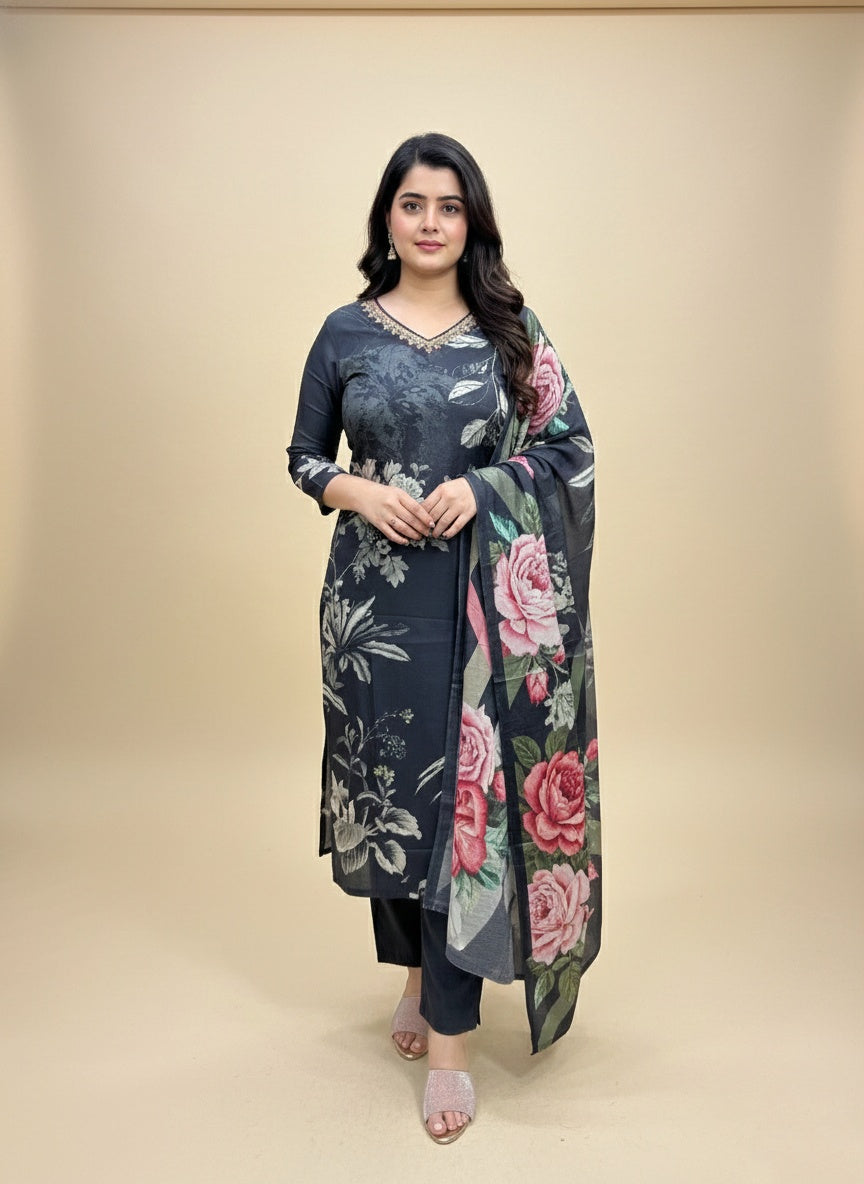 Crepe Silk Suit