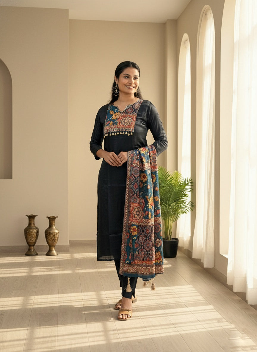 Phulkari Silk suit