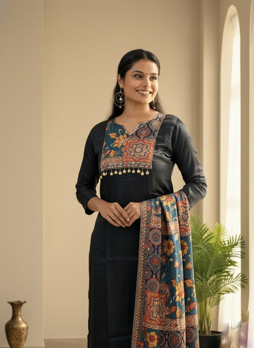 Phulkari Silk suit