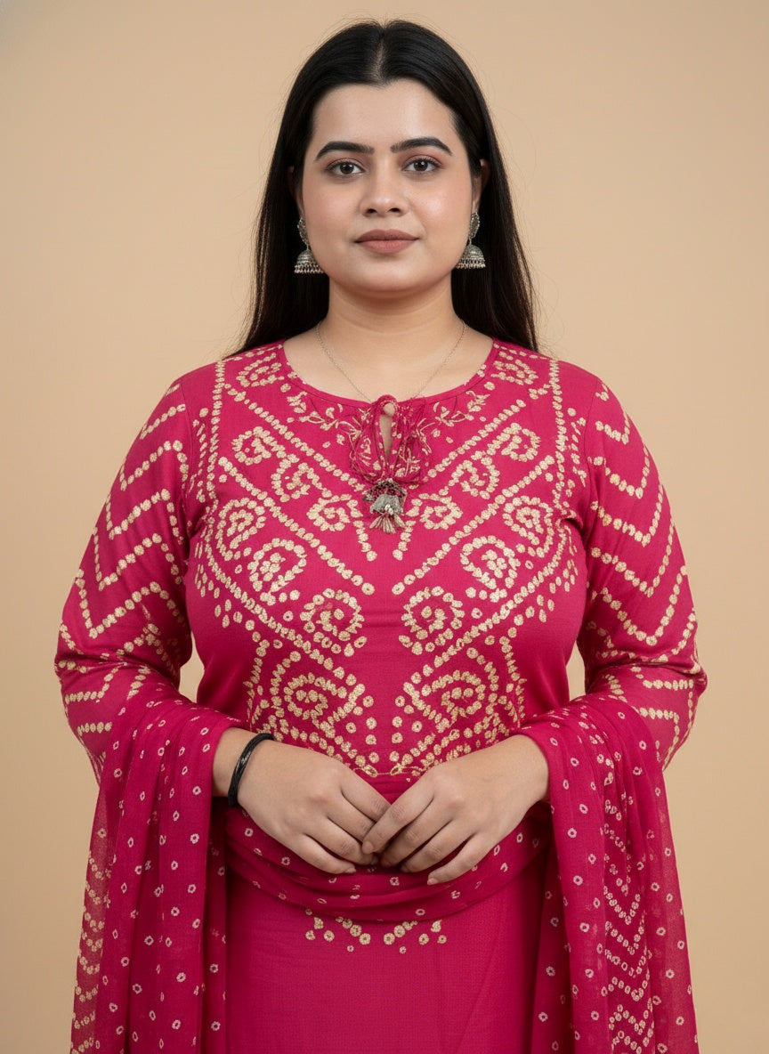 Amayra Cotton Kurta Embroidery Work Kurti Pant And Dupatta