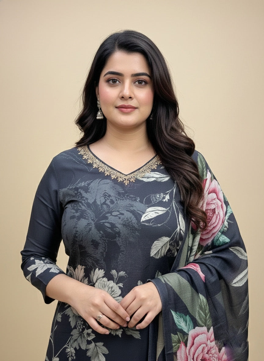 Crepe Silk Suit