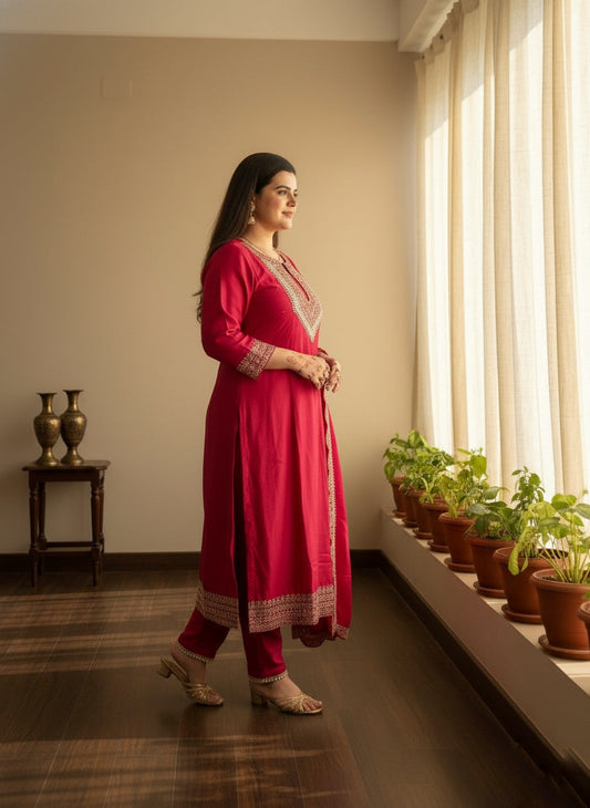 Soft Chinon Silk Suit For Women