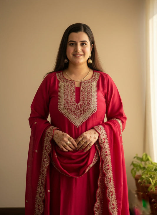 Soft Chinon Silk Suit For Women